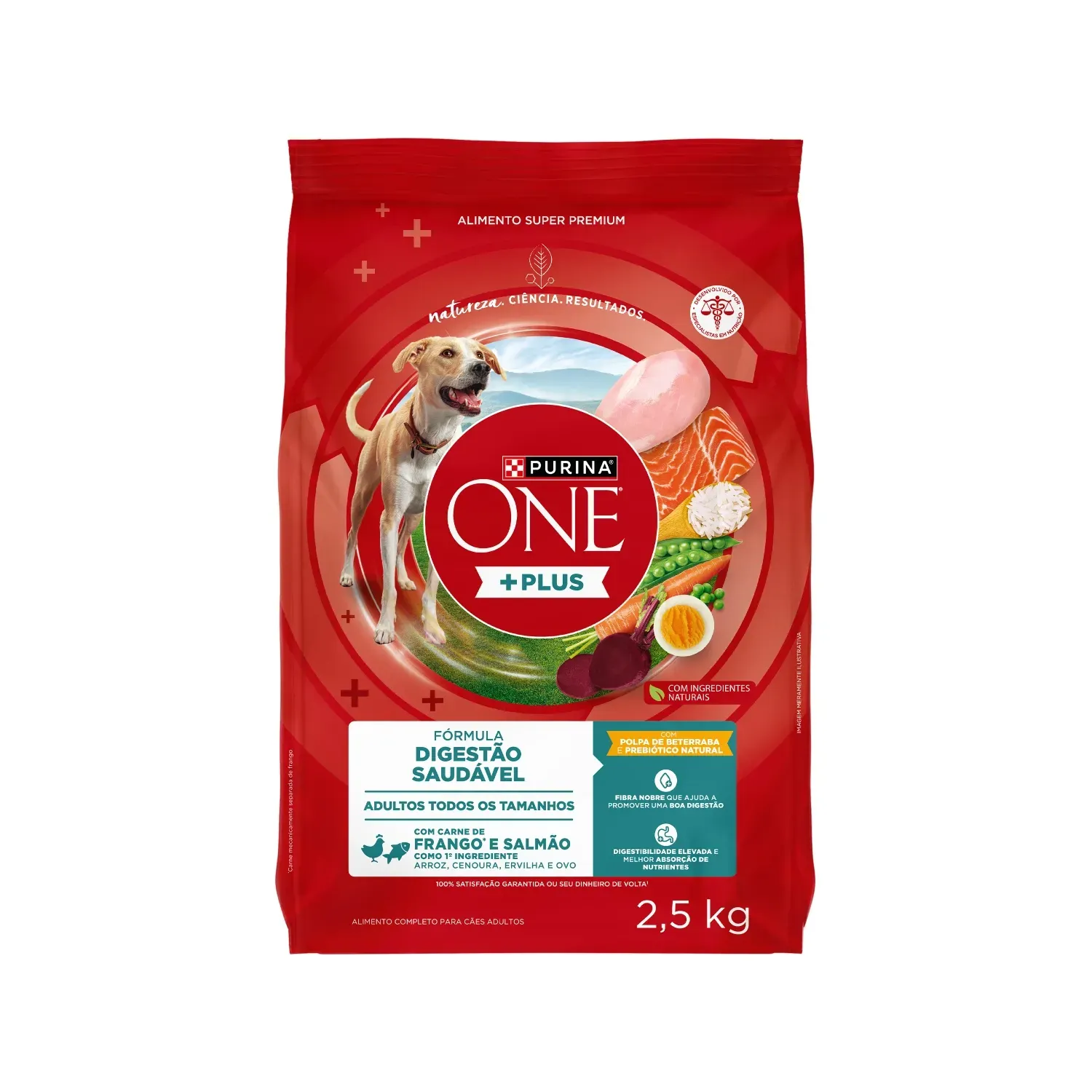 Ração Purina One Plus Digestão Saudável Cães Adultos Frango e Salmão