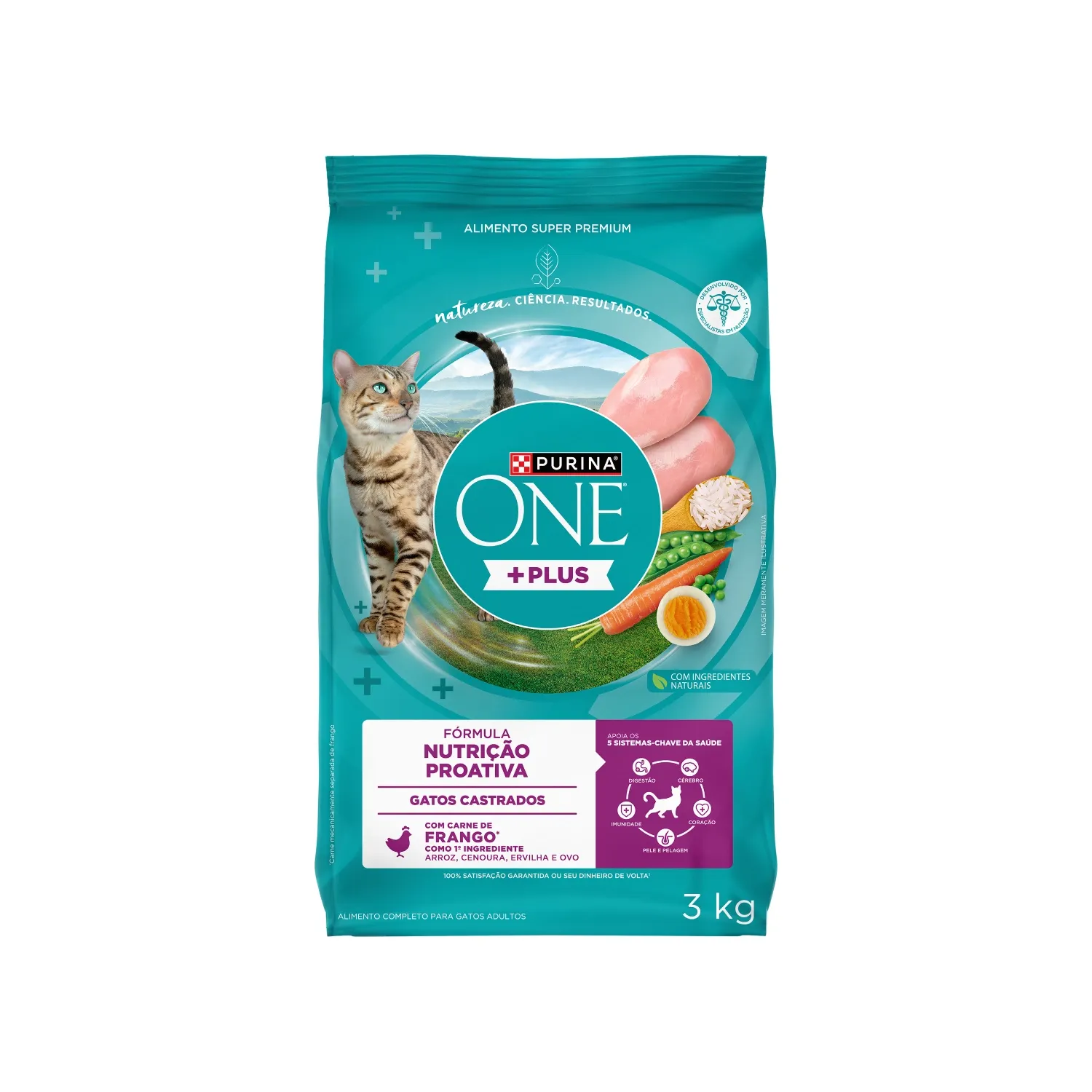 Ração Purina One Plus Nutrição Proativa Gatos Adultos Castrados Frango