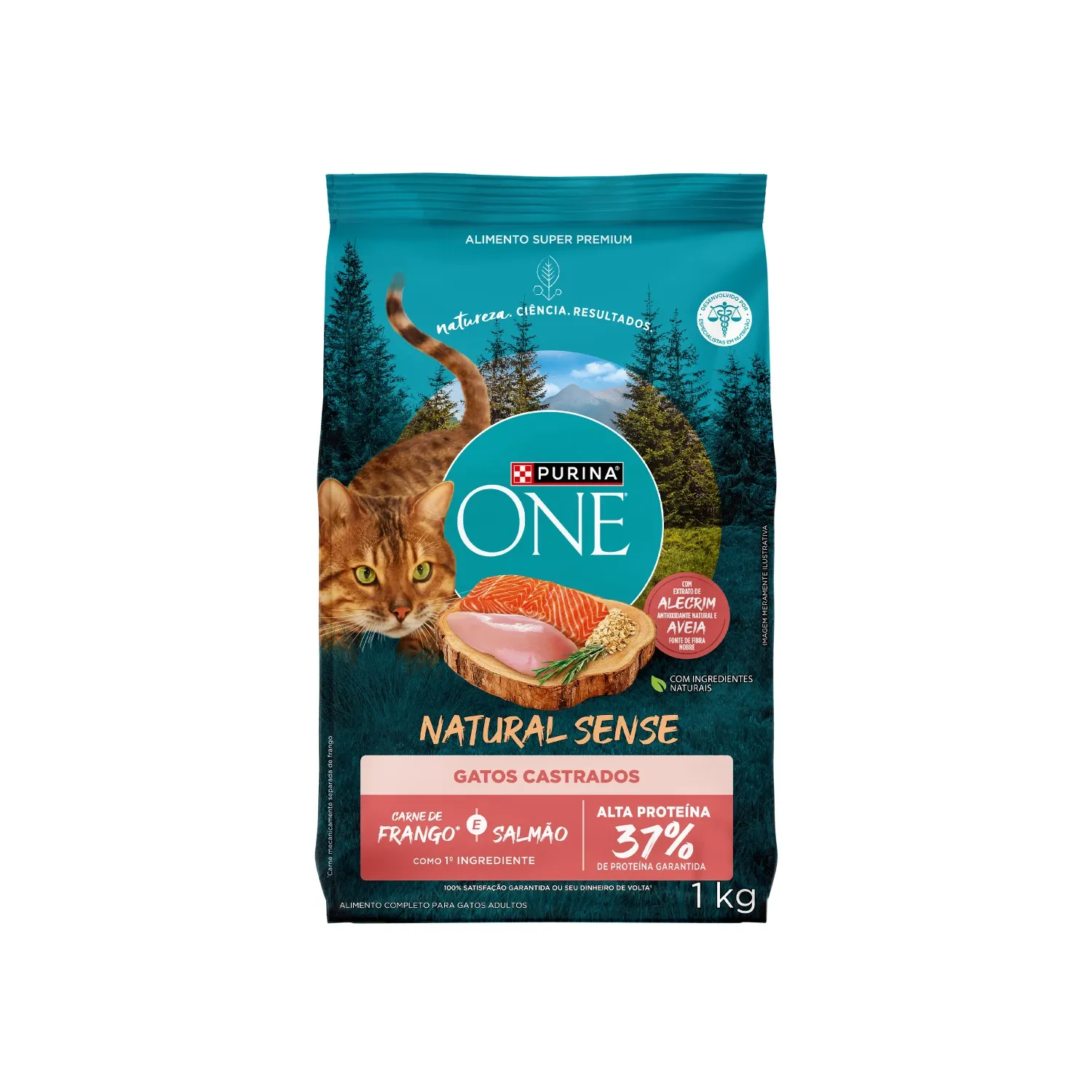 Ração Purina One Natural Sense Gatos Adultos Castrados Frango e Salmão