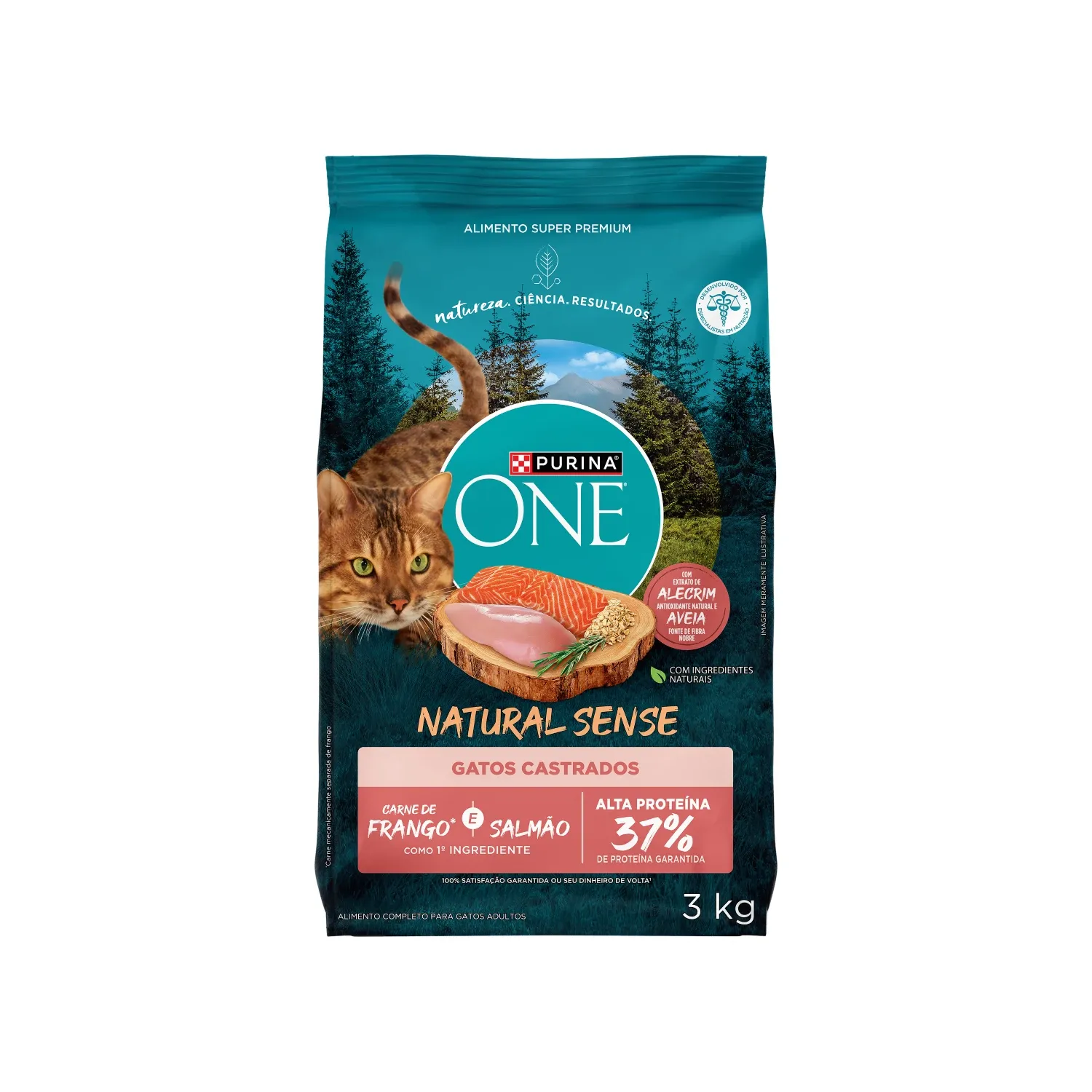 Ração Purina One Natural Sense Gatos Adultos Castrados Frango e Salmão