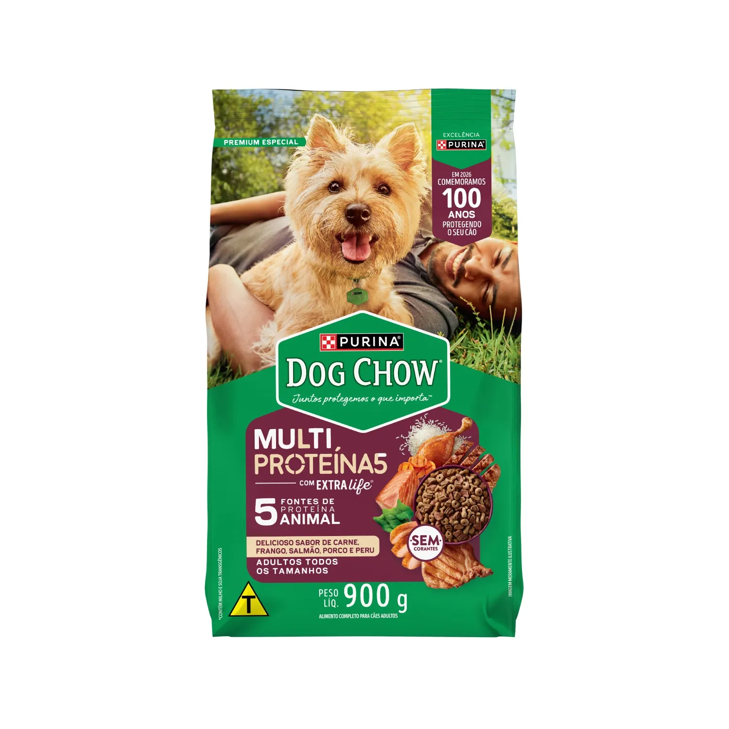 Ração Dog Chow Multiproteína para Cães Adultos Carne, Frango, Salmão, Porco e Peru