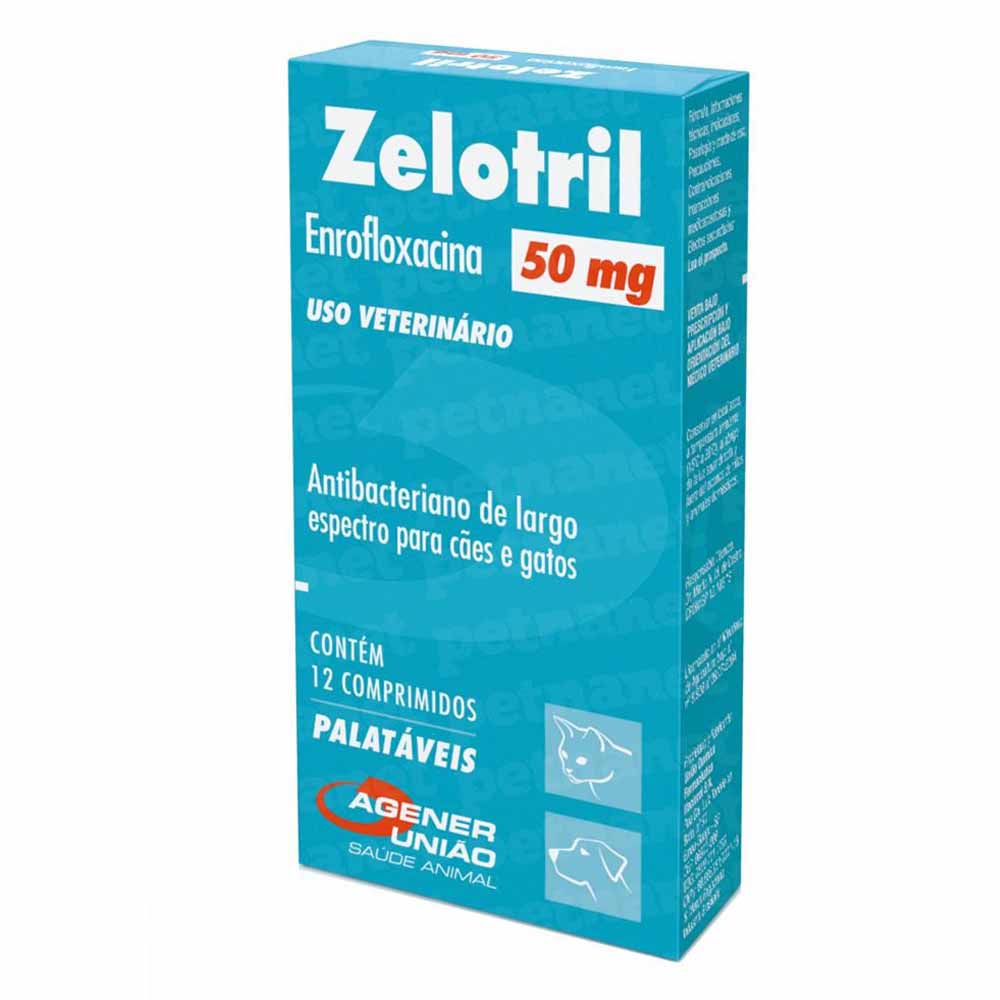 Zelotril 50mg Antibacteriano para Cães e Gatos