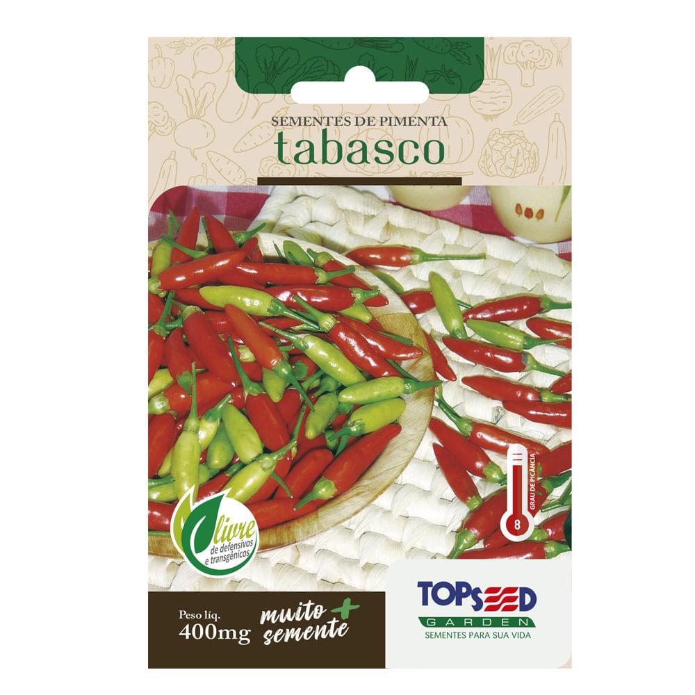 Sementes de Pimenta Tabasco Tradicional Topseed Garden