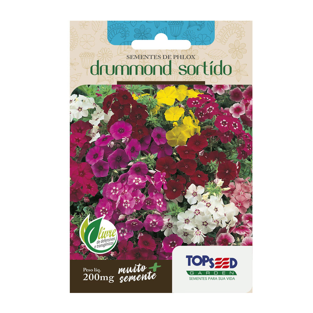 Sementes de Phlox Drummond Sortido Tradicional Topseed Garden