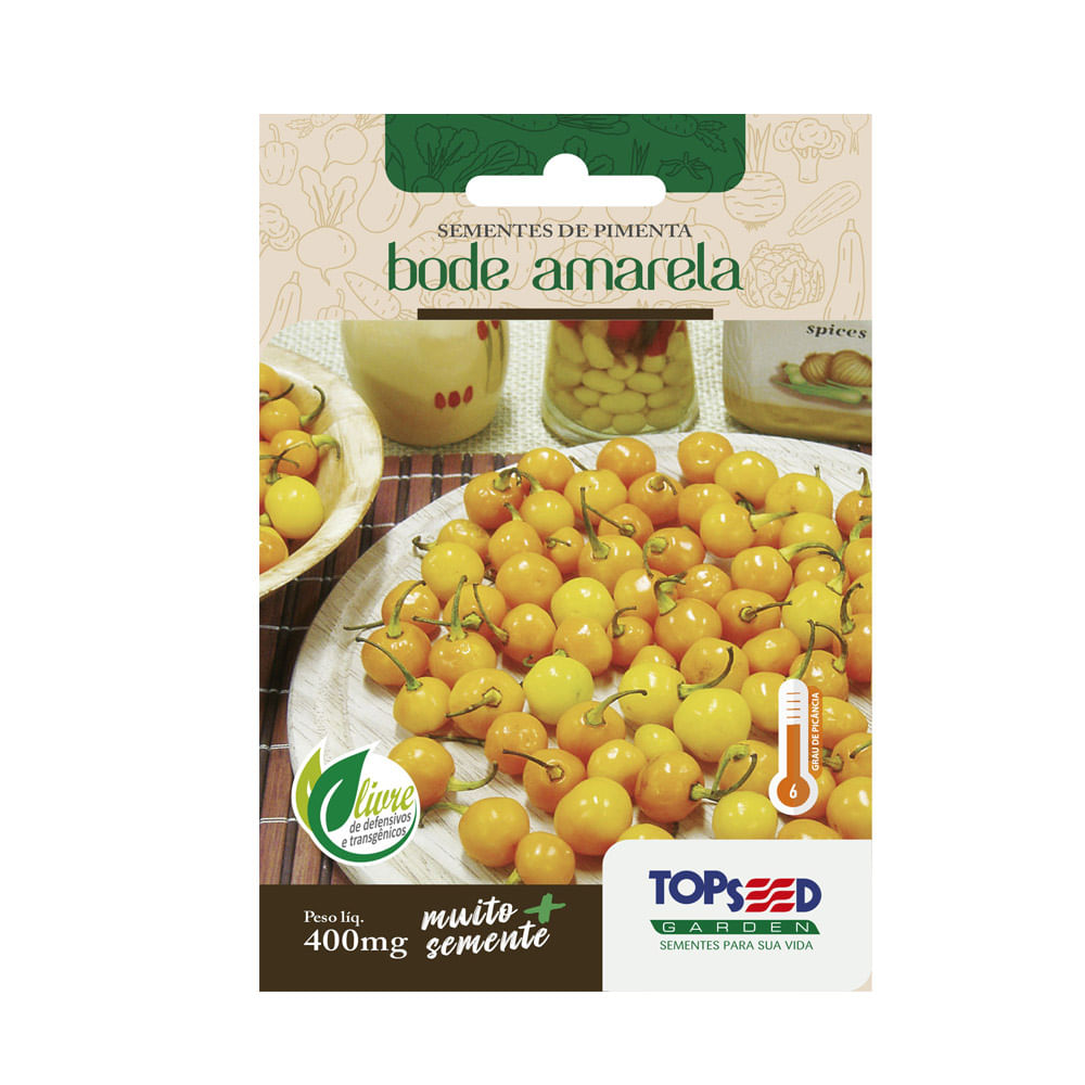 Sementes de Pimenta Bode Amarela Tradicional Topseed Garden