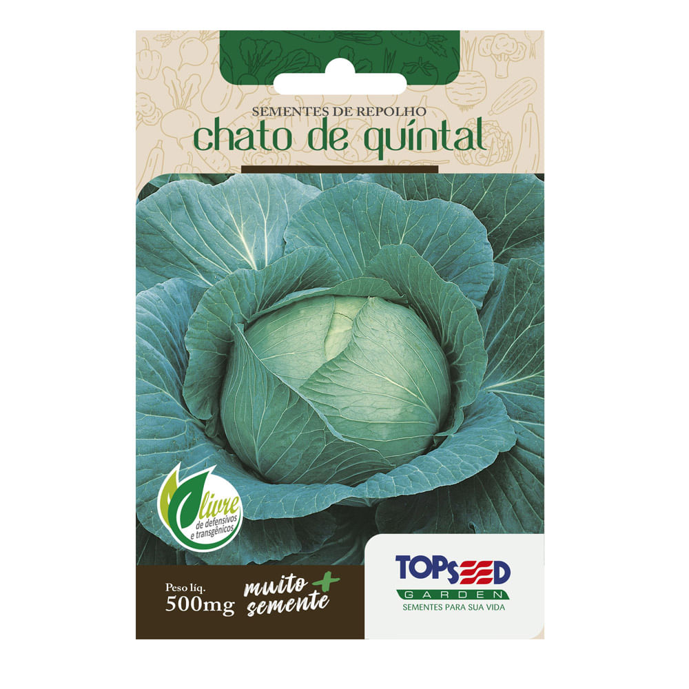 Sementes de Repolho Chato de Quintal Tradicional Topseed Garden
