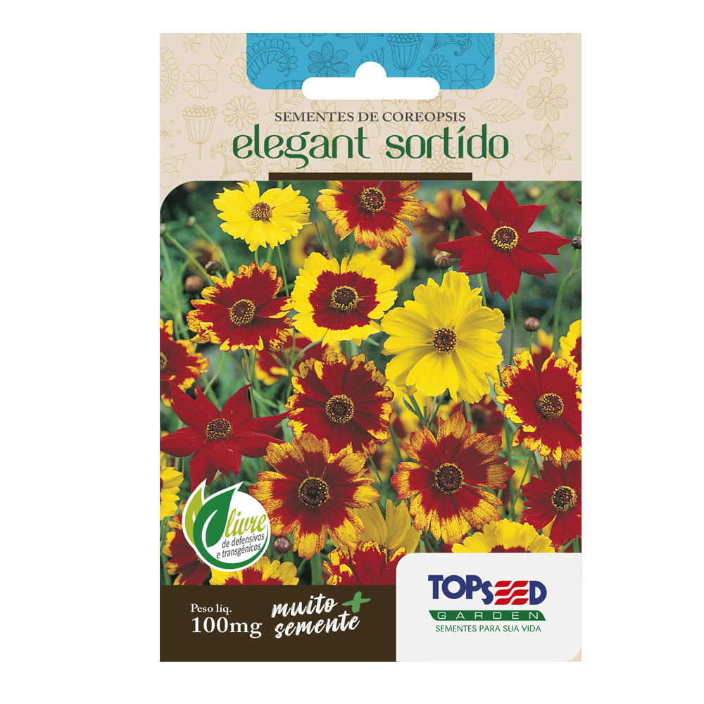 Sementes de Coreopsis Elegant Sortido Tradicional Topseed Garden